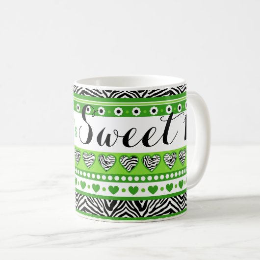 グリーンゼブラハートスイーツ16マグカップ コーヒーマグカップ (正面右)
