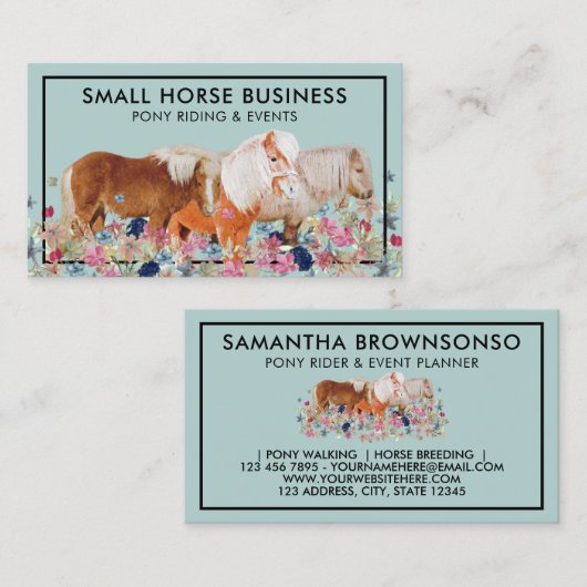 グリーンソフトウマ乗馬繁殖用ポニーフローラ 名刺 (正面/裏面)