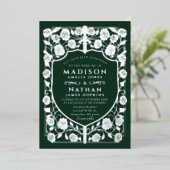 グリーンソードシールド中世モノグラム結婚ズ 箔招待状 (立ち正面)