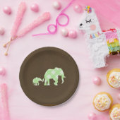 グリーンゾウ茶色のトレンディーモダン赤ちゃんシャワー ペーパープレート (パーティー)