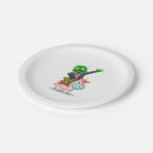 グリーンゾンビが可愛いピンクのユニコーンに乗っている ペーパープレート (アングル)