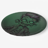 グリーンゾンビキッドハロウィーン誕生日パーティー ペーパープレート (アングル)