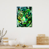 グリーンタイガーヘッドスケッチ – タイガーポスタープリント ポスター (キッチン)