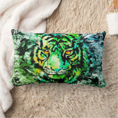 グリーンタイガーヘッド |タイガースケッチ腰枕 ランバークッション (ブランケット)