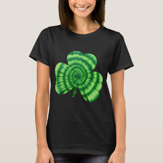 グリーンタイダイクローバー アイルランドヒッピー セントパトリックデー Tシャツ