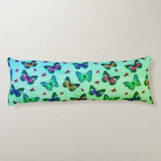 グリーンタイダイ蝶プリント抱き枕 ボディピロー (裏面)