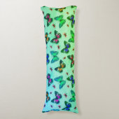 グリーンタイダイ蝶プリント抱き枕 ボディピロー (正面縦)