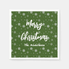 グリーンタイポグラフィフェスティバルモダンメリークリスマス スタンダードカクテルナプキン