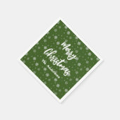 グリーンタイポグラフィフェスティバルモダンメリークリスマス スタンダードカクテルナプキン (角)