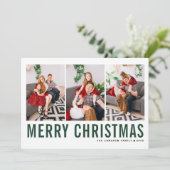 グリーンタイポグラフィフォトコラージメリークリスマス シーズンカード (スタンド正面)