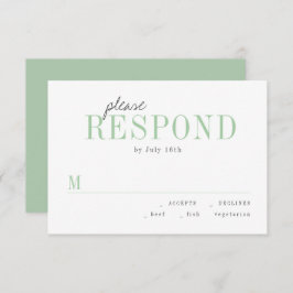 グリーンタイポグラフィミニマル結婚式RSVP 出欠カード