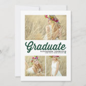 グリーンタイポグラフィメリークリスマス3枚写真 シーズンカード (正面)