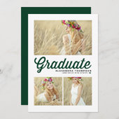 グリーンタイポグラフィメリークリスマス3枚写真 シーズンカード (正面/裏面)