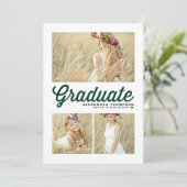 グリーンタイポグラフィメリークリスマス3枚写真 シーズンカード (スタンド正面)