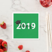 グリーンタイポグラフィ2019年卒業クラス スタンダードカクテルナプキン (インサイチュ)