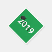 グリーンタイポグラフィ2019年卒業クラス スタンダードカクテルナプキン (角)