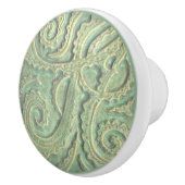 グリーンタイル模様引き出し引き抜きセラミックノブ セラミックノブ (右)