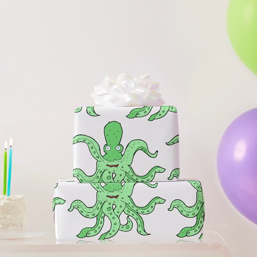グリーンタコキャラクター予測できなシーモンスター ラッピングペーパー