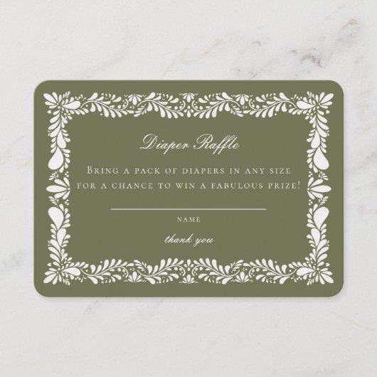 グリーンタラベラタイルおむつラッフルカードインサート エンクロージャーカード (正面)