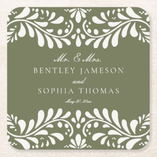 グリーンタラベラタイルスペインのスタイルフィ結婚エスタズ スクエアペーパーコースター