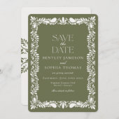 グリーンタラベラタイルスペインのフェスタ日付を保存 招待状 (正面/裏面)