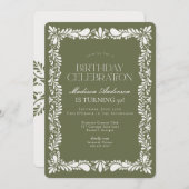 グリーンタラベラタイルフィスペインのエスタバースデーパーティー 招待状 (正面/裏面)