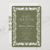グリーンタラベラタイルフィスペインのエスタベイビーシャワー 招待状 (正面/裏面)