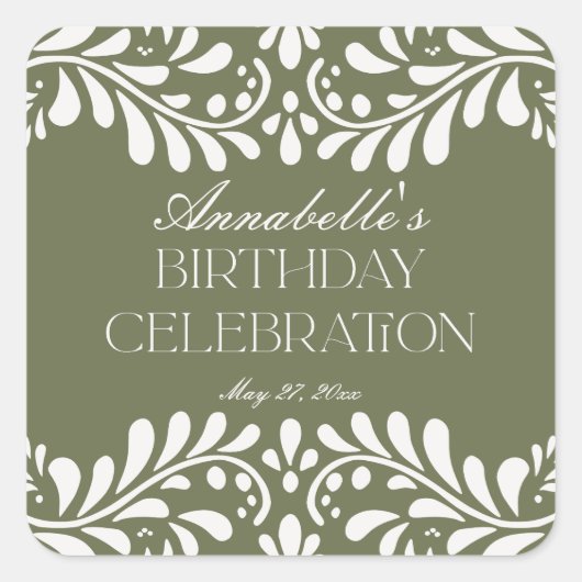 グリーンタラベラタイルフィスペインのエスタ誕生日フリット スクエアシール (正面)