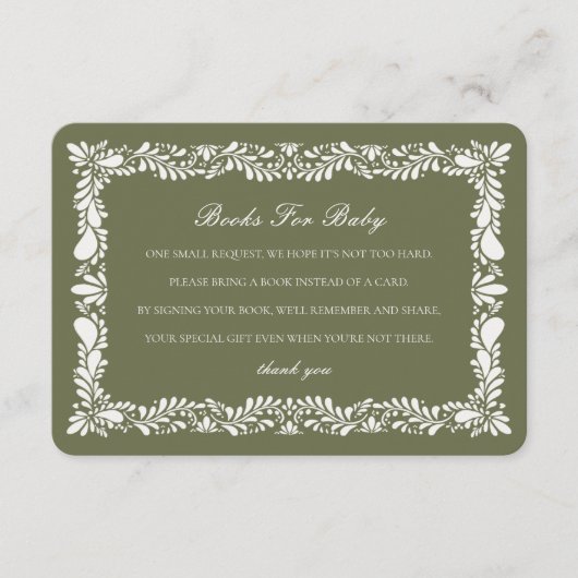 グリーンタラベラタイルブックスベビー招待状インサート エンクロージャーカード (正面)