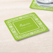 グリーンタラベラブライダルシャワー スクエアペーパーコースター (アングル)