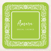 グリーンタラベラブライダルシャワー スクエアペーパーコースター (正面)