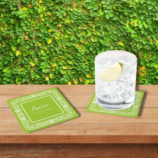 グリーンタラベラブライダルシャワー スクエアペーパーコースター