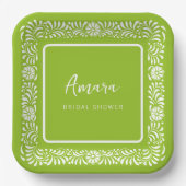 グリーンタラベラブライダルシャワー ペーパープレート (正面)