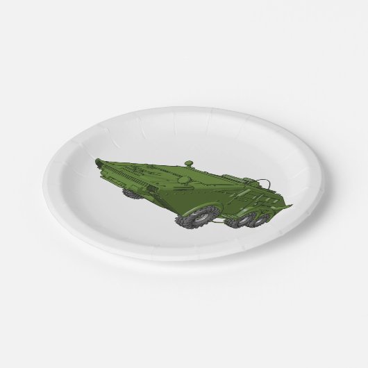 グリーンタンク軍隊車両紙プレート ペーパープレート (アングル)
