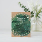 グリーンタン金ゴールドウォーターカラーブランチ&バブリー 招待状 (スタンド正面)