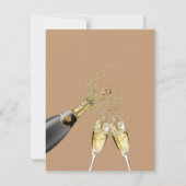 グリーンタン金ゴールドウォーターカラーブランチ&バブリー 招待状 (裏面)