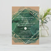 グリーンタン金ゴールド絵を描ブリデスメイドランチョン招待状 (スタンド正面)