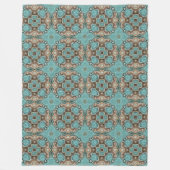 グリーンターコイズブラウンお尻ボヘミアンバリアートモチーフ フリースブランケット (正面)