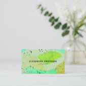 グリーンターコイズブラシストローク名刺 名刺 (スタンド正面)
