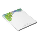 グリーンターコイズブルー水彩(ばちゃばちゃ)跳ねる モダン ノートパッド (アングル)