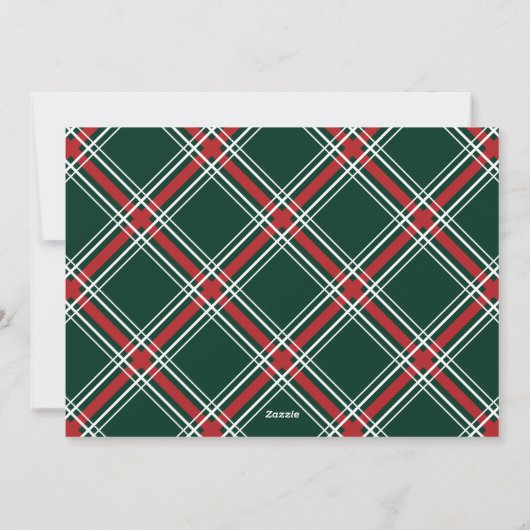 グリーンタータンチェックのクリスマス休暇用フォトカード シーズンカード (裏面)