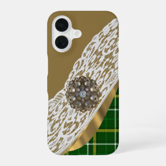 グリーンタータンチェックの格子模様 iPhone 16ケース