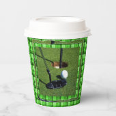 グリーンタータンチェックゴルフクラブパー、紙パーティーカップ 紙コップ (正面)