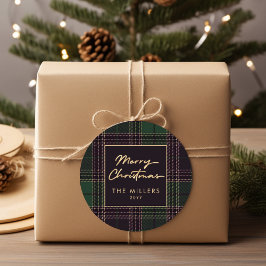 グリーンタータンチェックプレイドバッファロープライドモダンエレガント ラウンドシール