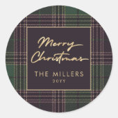 グリーンタータンチェックプレイドバッファロープライドモダンエレガント ラウンドシール (正面)