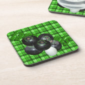 グリーンタータンチェックローンボウルデザイン、 コースター (左側)