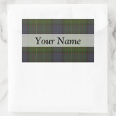 グリーンタータンチェック格子板 長方形シール (バッグ)