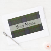 グリーンタータンチェック格子板 長方形シール (封筒)
