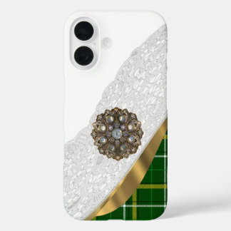 グリーンタータンチェック格子板 iPhone 16ケース