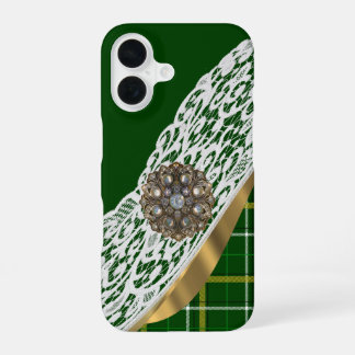 グリーンタータンチェック格子板 iPhone 16ケース
